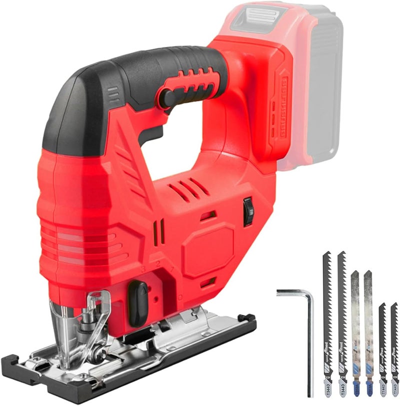 OXVIT Cordless Jig Saw Compatible with Milwaukee 18V Battery, Brushless Jig Saw with 6pcs Blades, 4 Orbital Sets for Wood, Plastic and Metal Cutting (Tool Only, No Battery) - Image 1